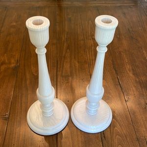 Pair of Juliska wooden candle holders